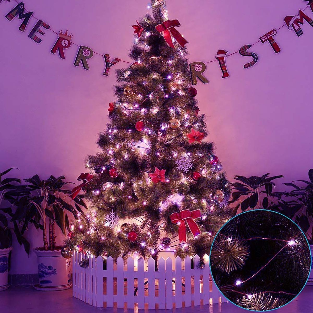 VATYERTY - 6PCS Luces de hadas 2 Meter de alambre de cobre con 20 LED Púrpura