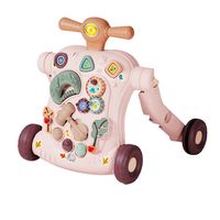 Andadera Musical Con Tablero De Juegos Portátil 6 En 1 Rosa