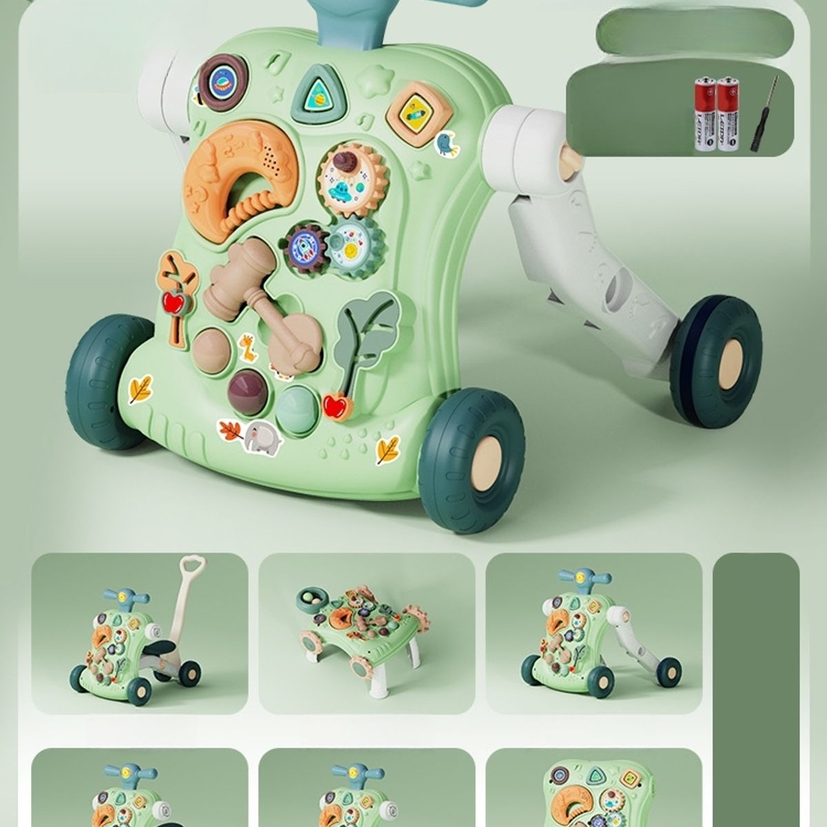 CRUSEC - Andadera Musical Con Tablero De Juegos Portátil 6 En 1 Rosa