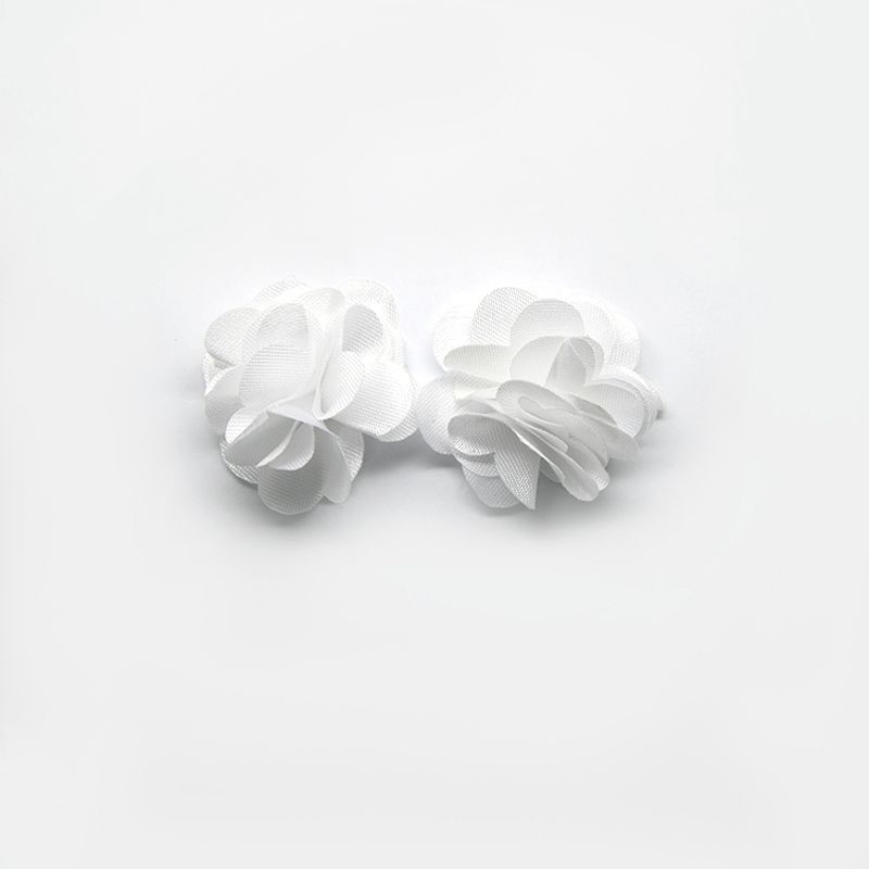 GENERICO - Aros Pendientes Flor de Tela  Blanca
