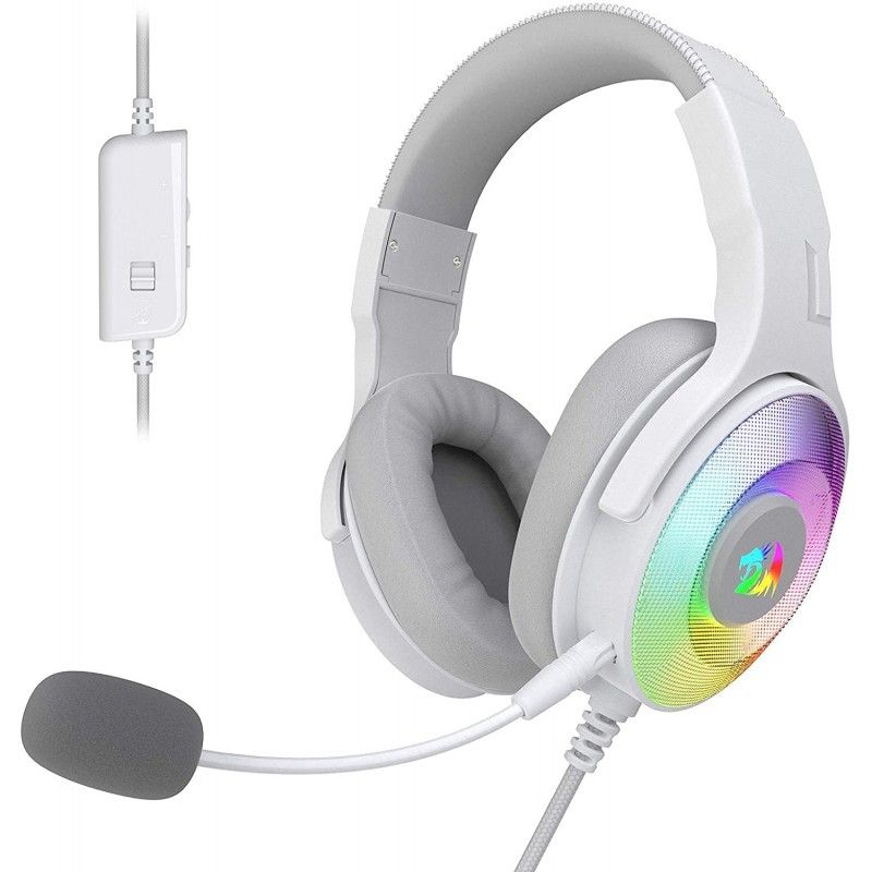 REDRAGON - Audífonos Gamer Redragon Pandora 2 Lunar White Con Luz Rgb Led