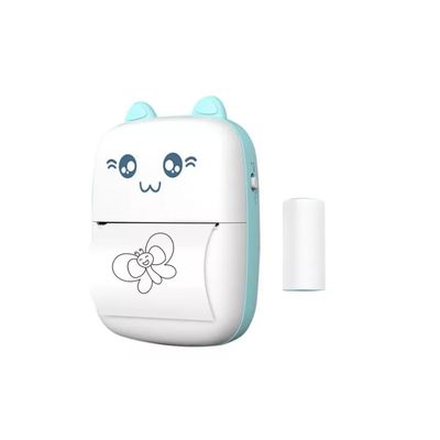 Imagen 2 del producto Mini Impresora Térmica Portátil Bluetooth Gatito + 11 Rollos Celeste