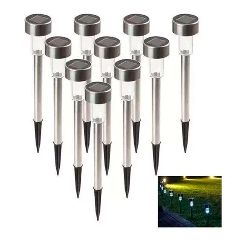 ESHOPANGIE - Set 20 Focos Faroles Solares Led, Con Estaca Para Jardin Blanco