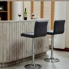 GENERICO - COMBO X2 BANQUETA ALTA SILLA TABURETE BAR RESPALDO CROMADA