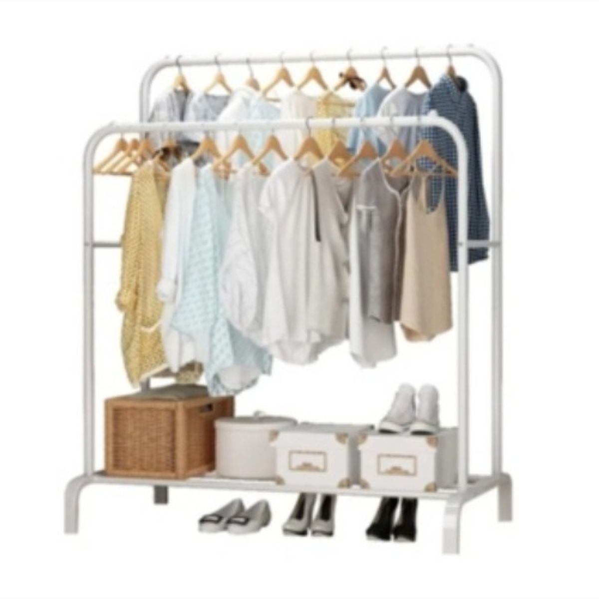 U BUY - Perchero Metálico Doble Closet Exhibición Organizador Hogar