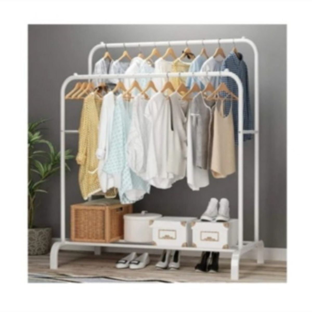 U BUY - Perchero Metálico Doble Closet Exhibición Organizador Hogar