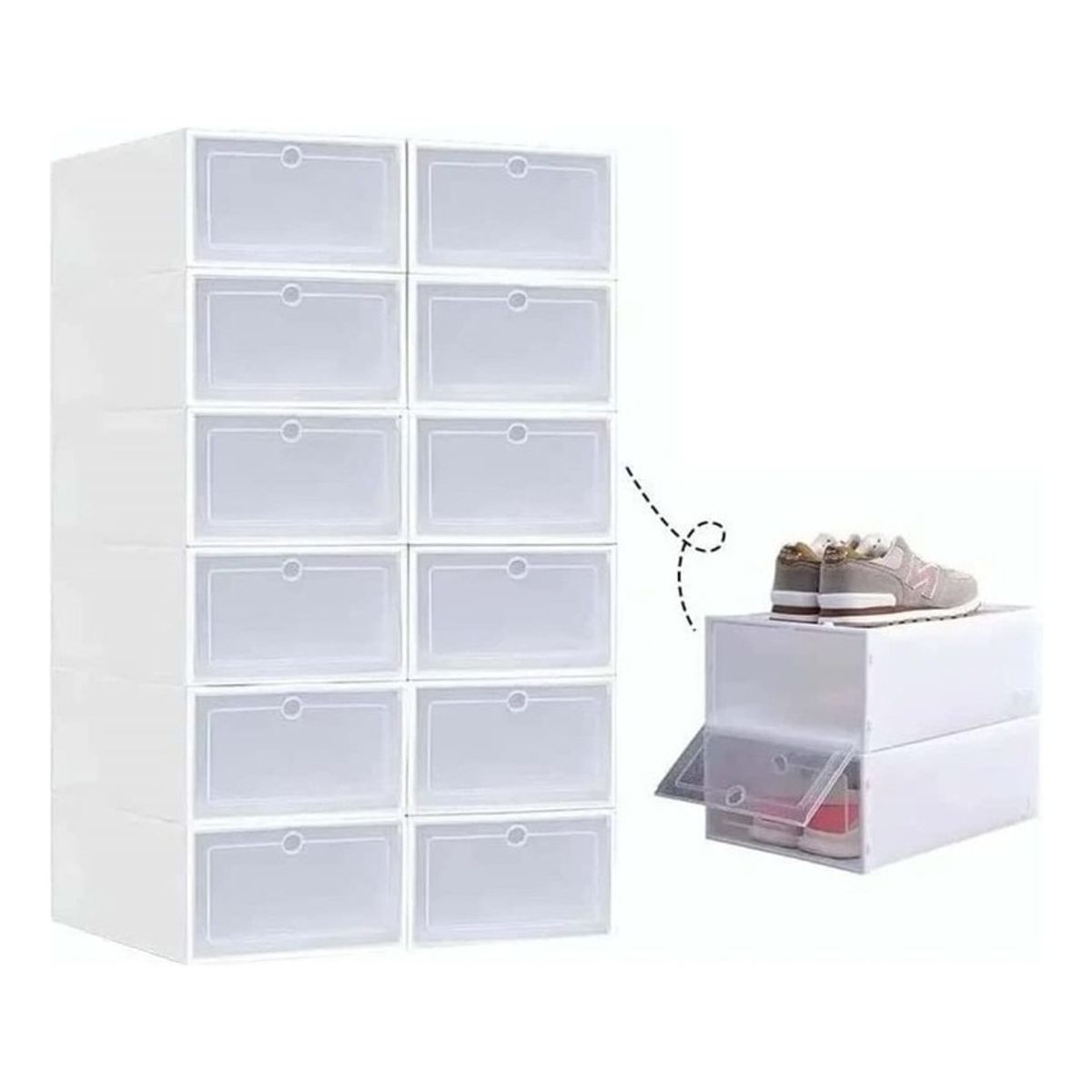 U BUY - Cajas Organizadoras Apilables Para Zapatos 12 Piezas Blanca