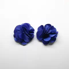 GENERICO - Aros Pendientes Flor Tela Azul