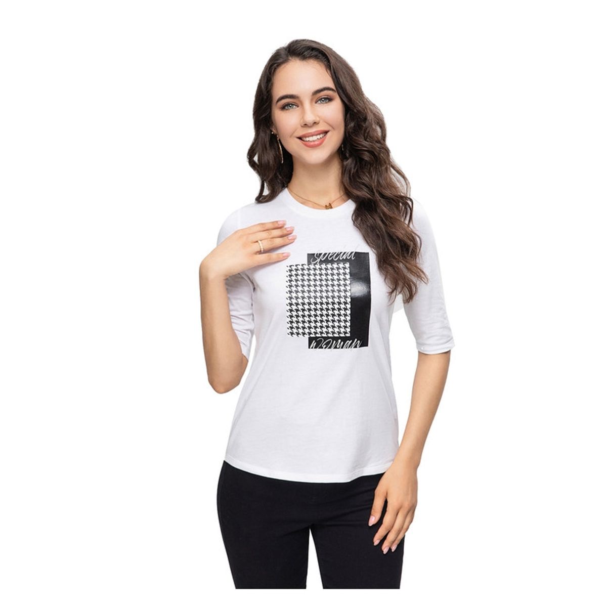 FASHION'S PARK - Polera Mujer Print Texto Blanco Fashion's Park