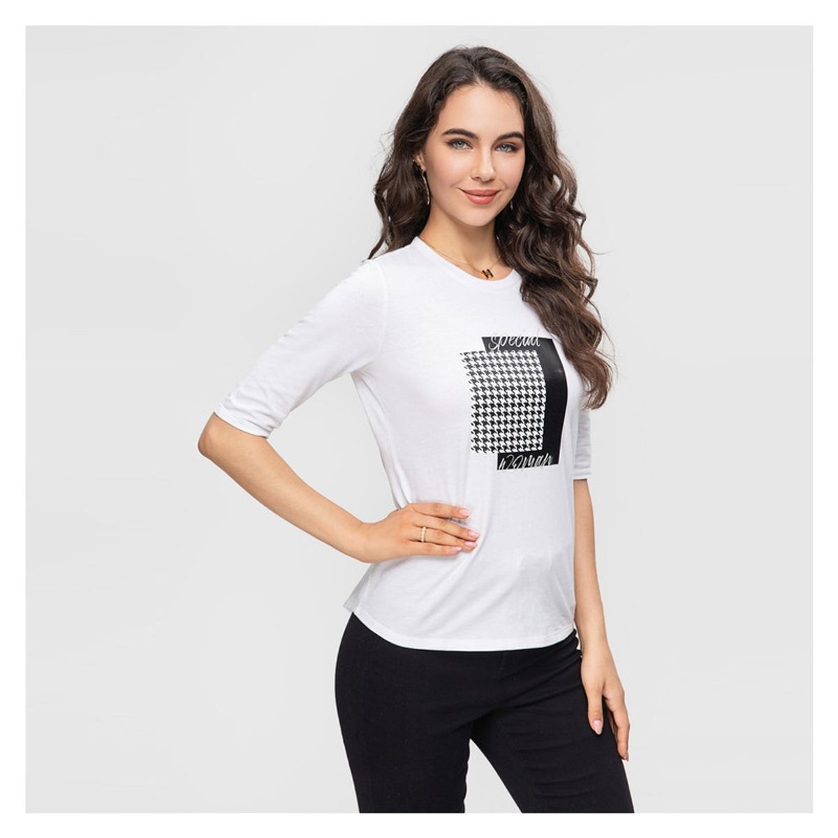 FASHION'S PARK - Polera Mujer Print Texto Blanco Fashion's Park