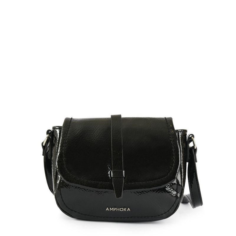 AMPHORA - Agata cartera bandolera con tapa pequeño negro