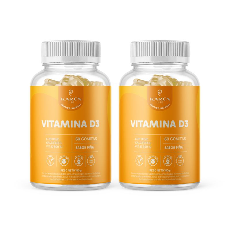 KARUNLIFE - Pack Gomitas Vitamina D3 800 IU 120 Unidades Karun Life