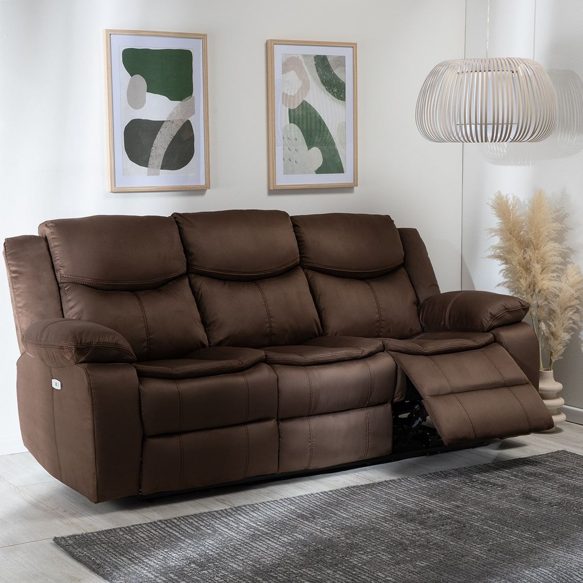 VYS SPA - SOFA RECLINABLE ELECTRA RELAX BROWN AUTOMATICO 3 CUERPOS + PUERTO USB