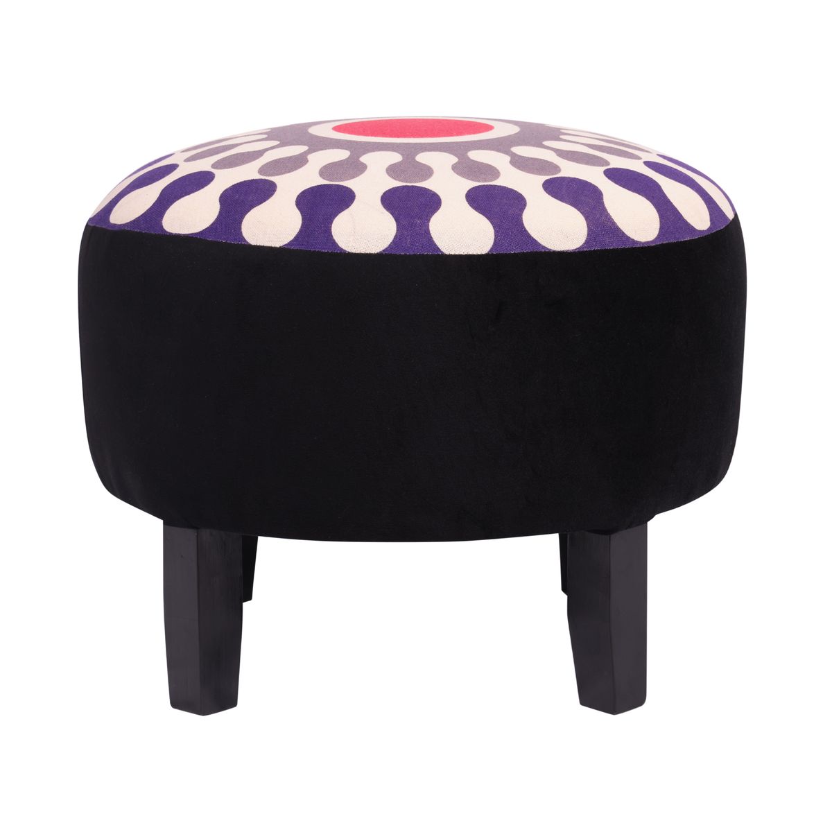 GENERICO - Pouf Jack Lotto Negro Estampado 48x48x40 cm Máxima Design