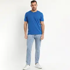 TRUVAL - Polera Manga Corta Cuello V Azul