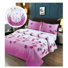 GENERICO - Sabanas Premium 100% Algodón 1.5 Plazas - Lila Blanco