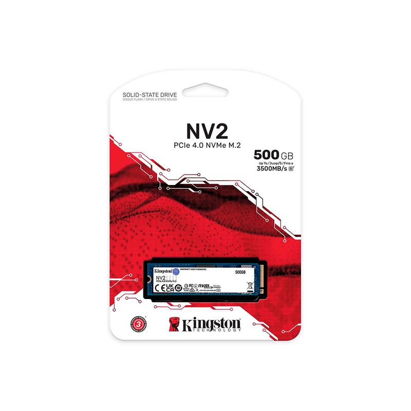KINGSTON - Disco Solido SSD Interno Kingston NV2 500GB M.2 PCIe4.0 NVMe