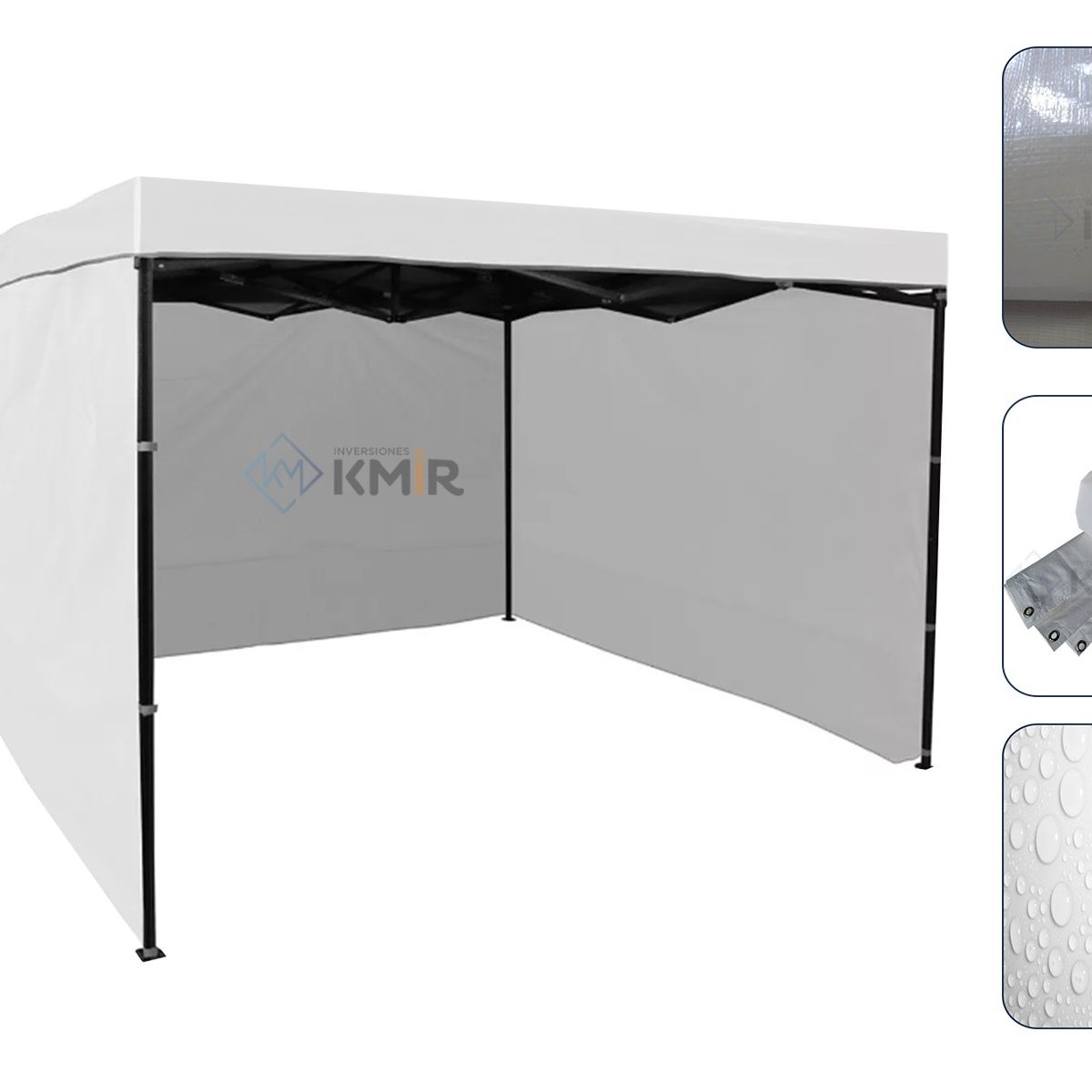 GENERICO - Lona Pared Lateral Para Toldo 2x3 Blanco Con Ojetillos Metálicos