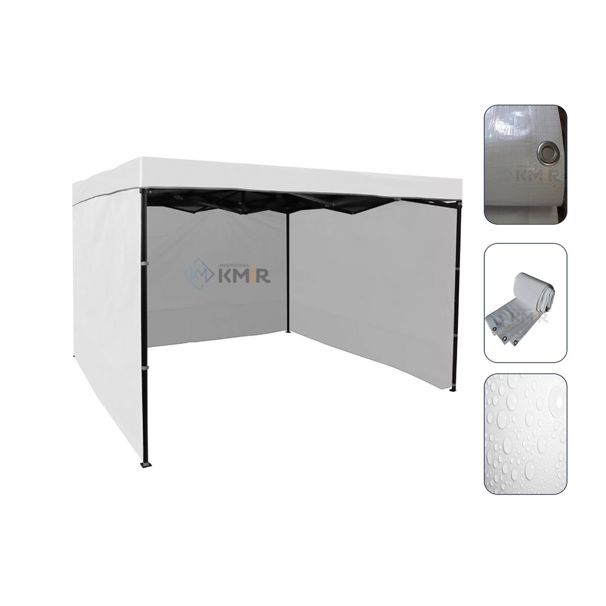 GENERICO - Lona Pared Lateral Para Toldo 2x3 Blanco Con Ojetillos Metálicos