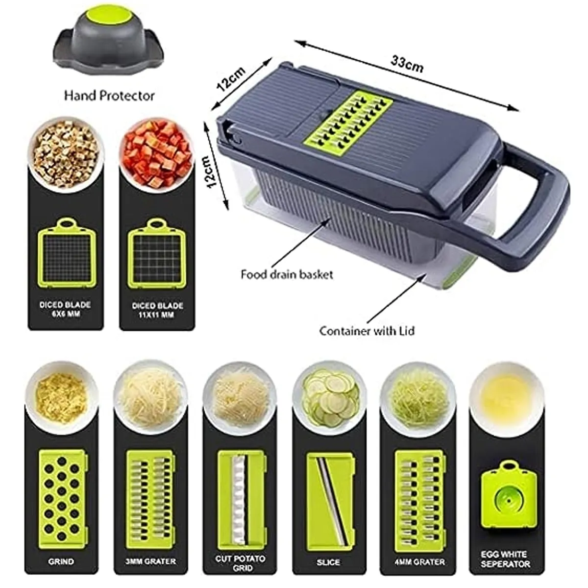 GENERICO - Picador De Alimentos Y Verduras Con Cuchillas Intercambiables