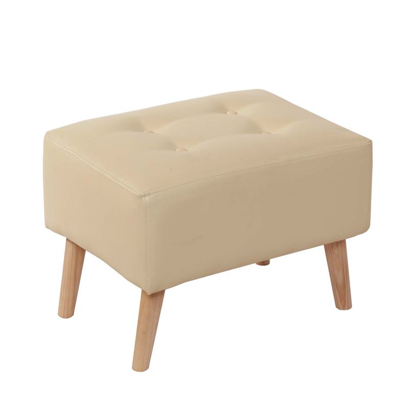 LATAM HOME - Puff Latam Home Niza Beige, Patas de Madera y Diseño Moderno