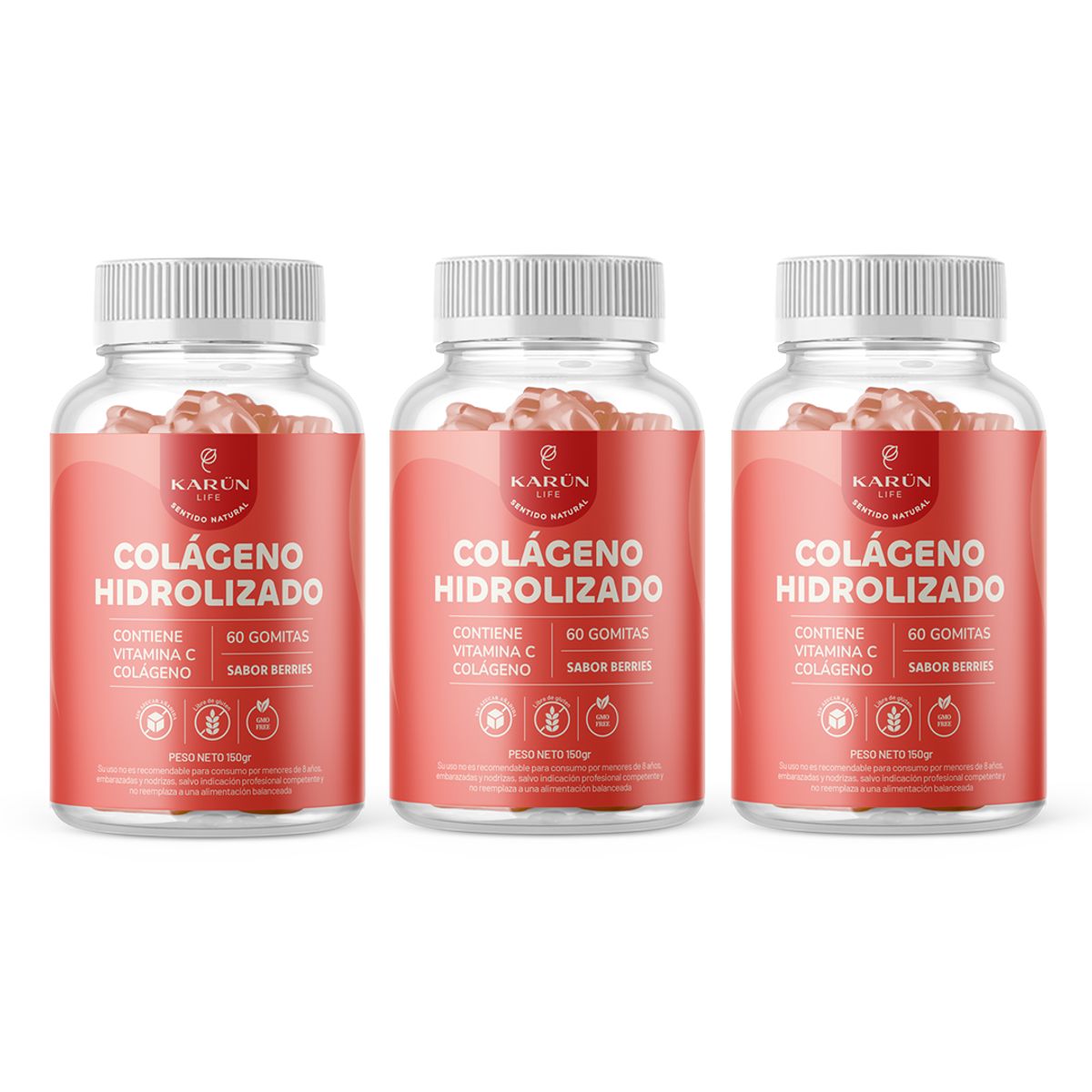 KARUNLIFE - Pack x3 Gomitas Colágeno Hidrolizado + Vitamina C 180 Uni.