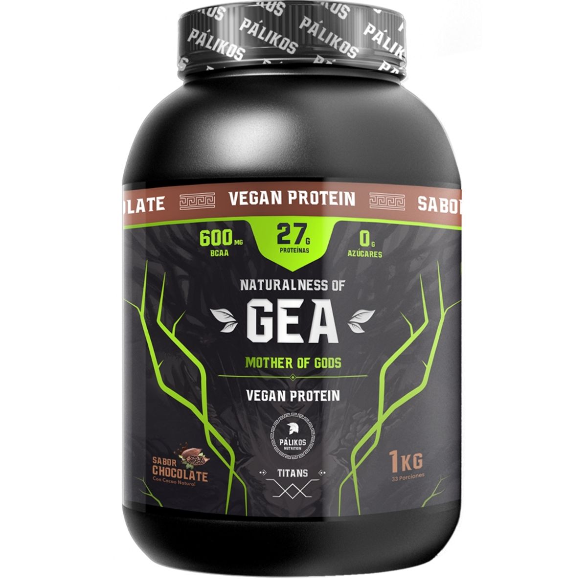 PALIKOS FITNESS - Proteína Vegana 1kg  Sabor Chocolate Gea Palikos.