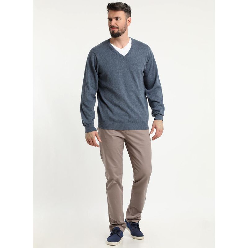 MCGREGOR - Sweater Cuello V Melange Azul Denim MCGREGOR