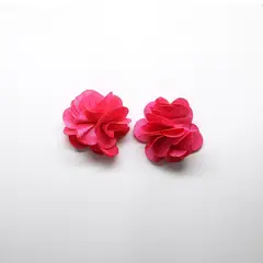 GENERICO - Aros Pendientes Flor de Tela Rosado