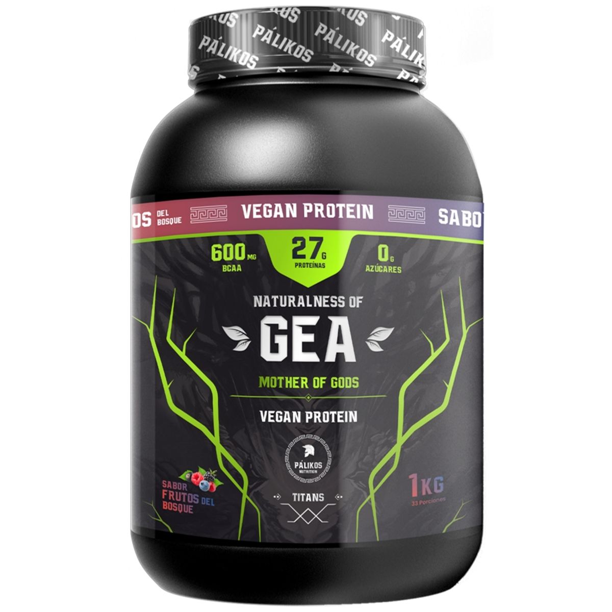 PALIKOS FITNESS - Proteína Vegetal 1kg  Sabor Frutos del bosque Gea Palikos.