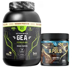 PALIKOS FITNESS - Proteina vegetal 1kg Sabor Vainilla y Creatina 300g Gea y Apolo.