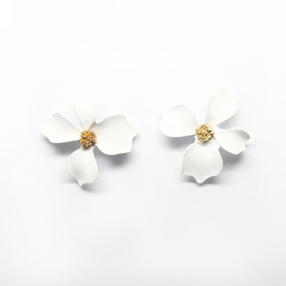 GENERICO - Aros Pendientes Flor Color Blanco Rigida