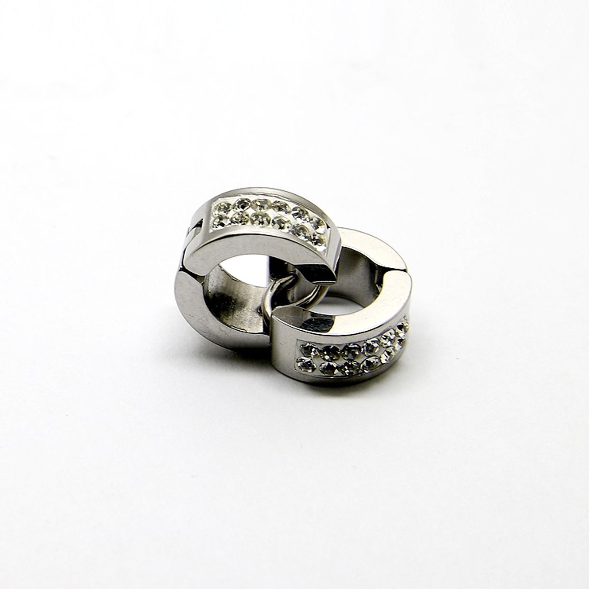 GENERICO - Aros Pendientes Argollas de Acero Inoxidable y Zircones de Fantasia