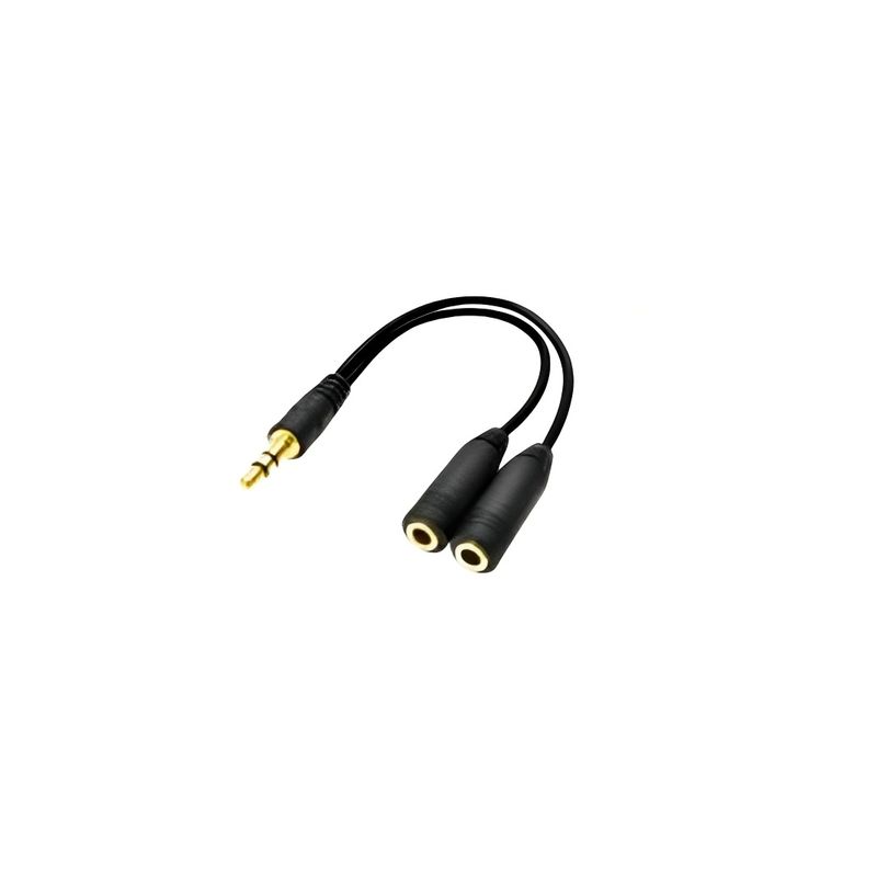 OEM - CABLE ADAPTADOR 35MM AUDIO MACHO DOBLE HEMBRA AURICULAR MIC