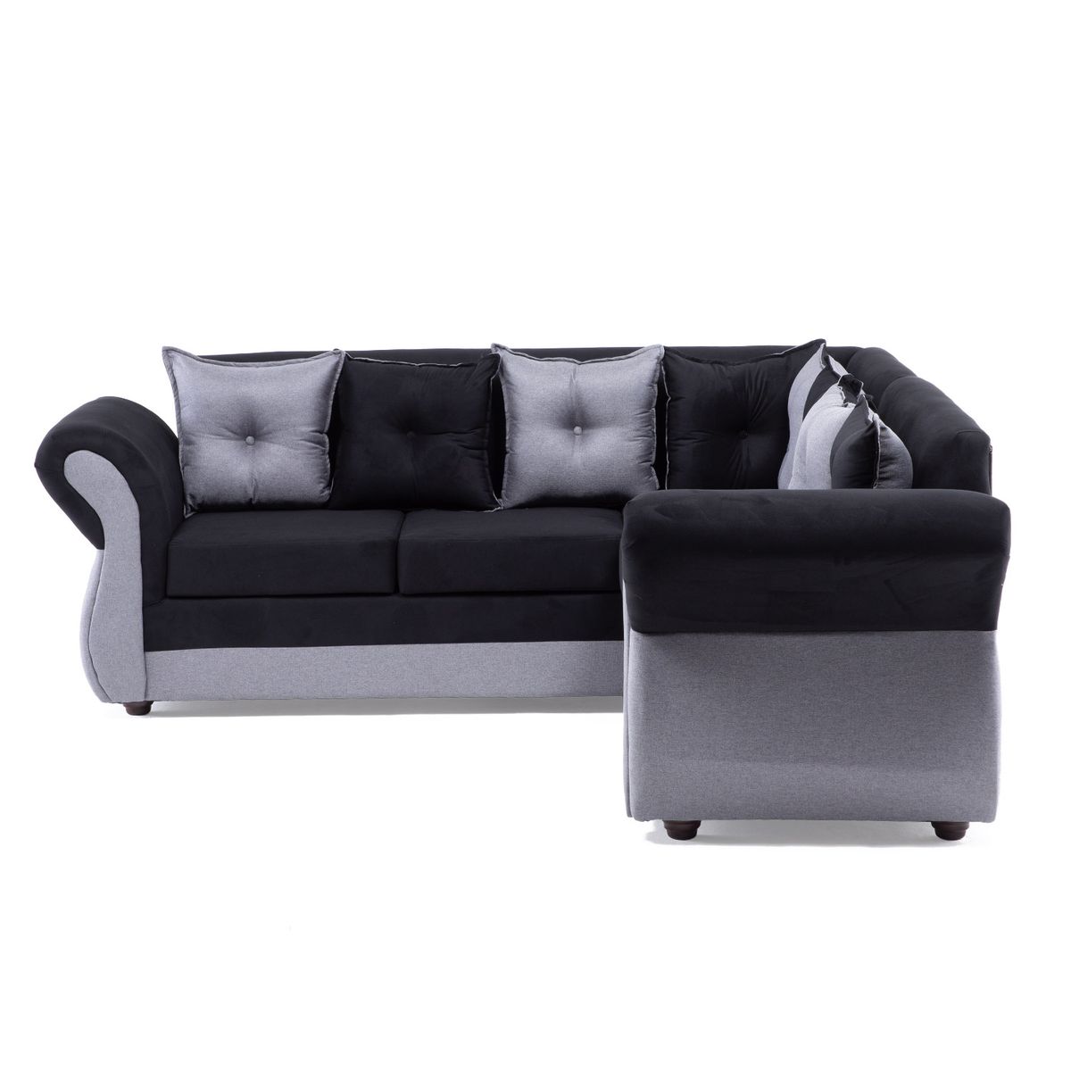 DUNA - Seccional 5 cuerpos Marsella lino felpa negro gris