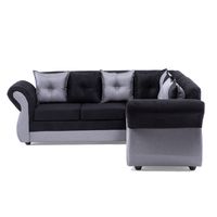 Seccional 5 cuerpos Marsella lino felpa negro gris