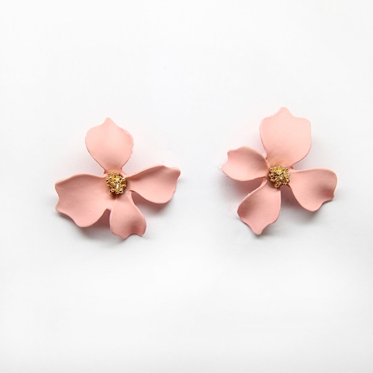 GENERICO - Aros Pendientes Flor Color Rosado Rigida