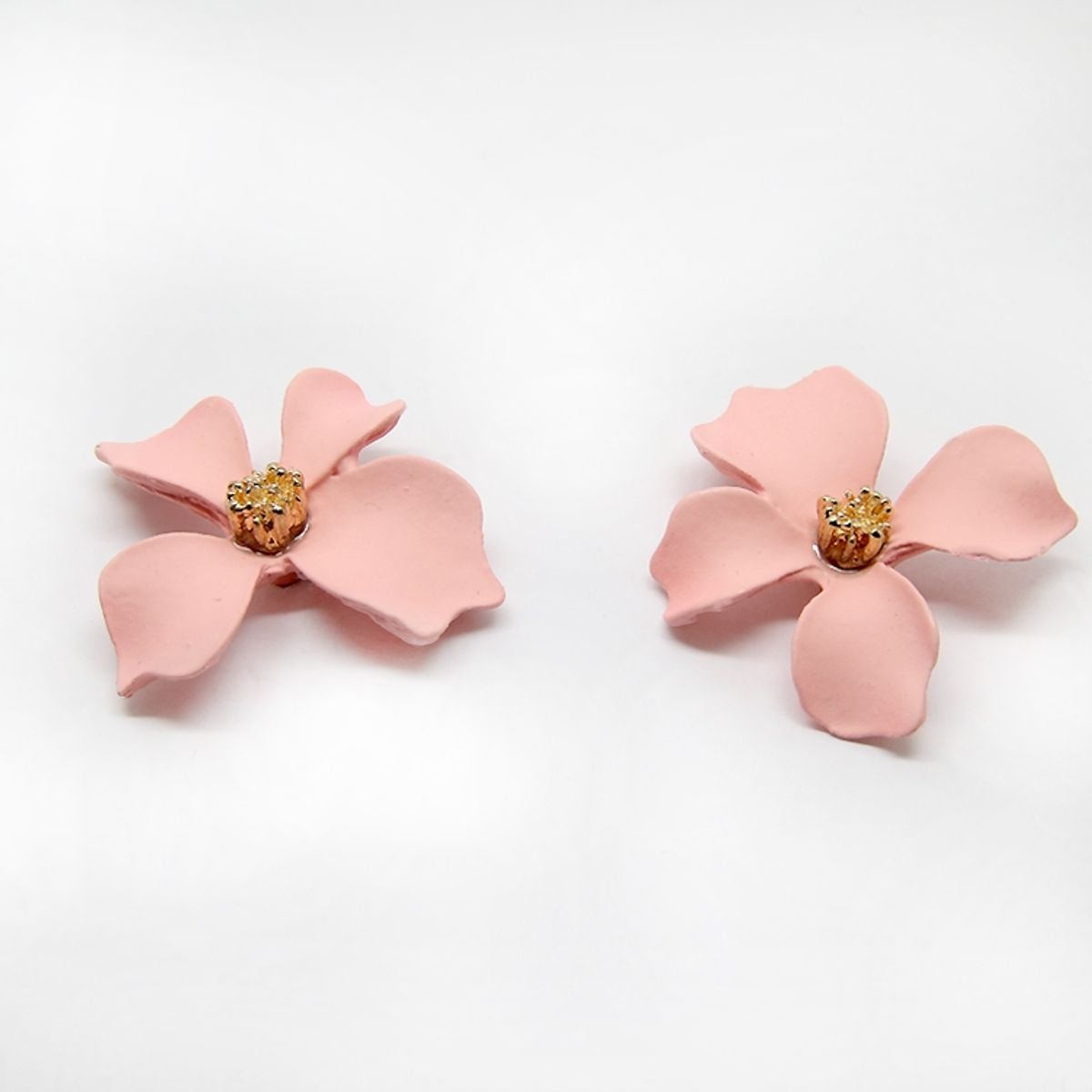 GENERICO - Aros Pendientes Flor Color Rosado Rigida