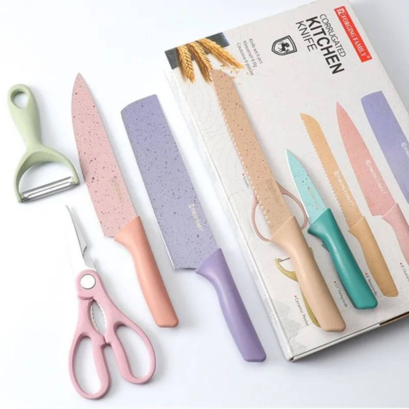 OEM - SET DE COCINA 4 CUCHILLOS TIJERA Y PELADOR DE VERDURAS