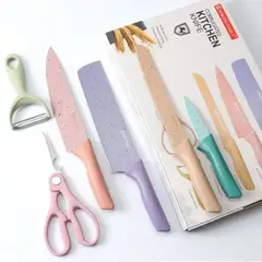 OEM - SET DE COCINA 4 CUCHILLOS TIJERA Y PELADOR DE VERDURAS
