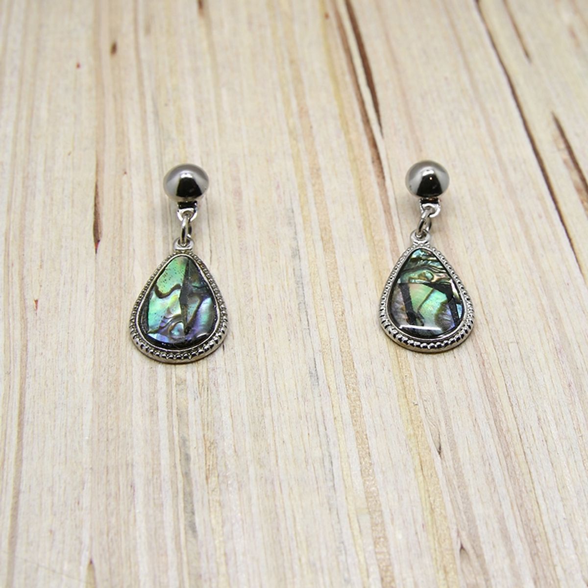 GENERICO - Aros Pendientes de Fantasia Anacarados Tonos verde y Plata