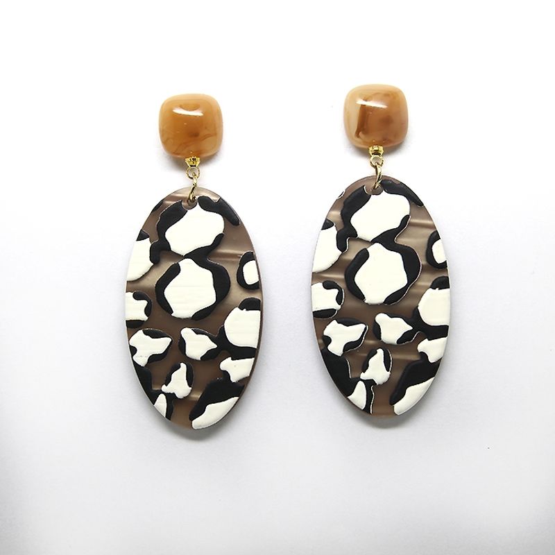 GENERICO - Aros Pendientes Animal Print Polinesia PVC  Acrilico Lacado