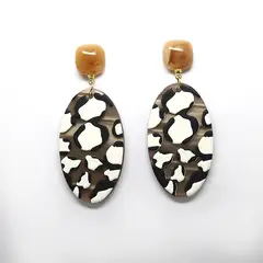 GENERICO - Aros Pendientes Animal Print Polinesia PVC Acrilico Lacado