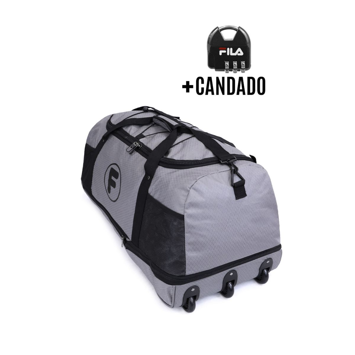 F LA MALETA DE CHILE - Bolso enrollable Goliat 130 ltrs + candado gris F la Maleta de Chile