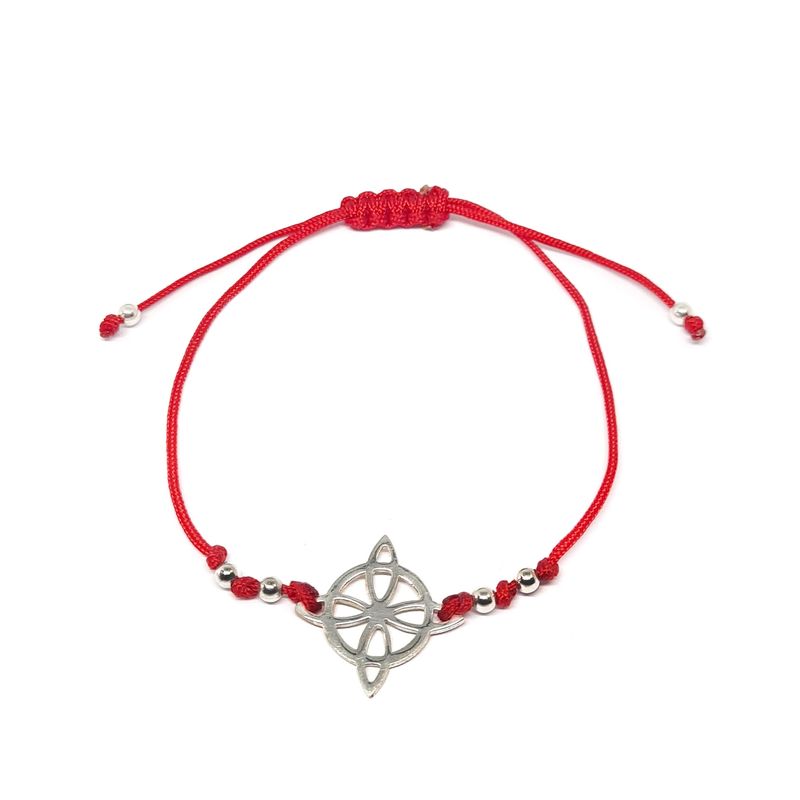 ANDREA COGGIOLA JOYAS - Pulsera Nudo De Bruja Plata Fina 925 Cordón Rojo
