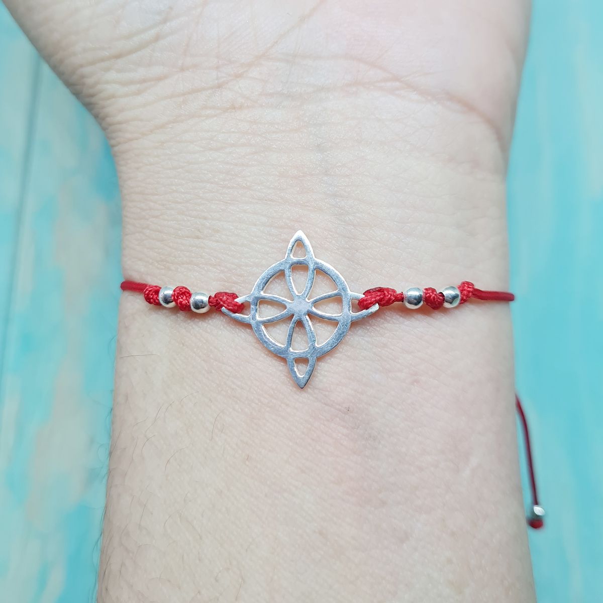 COGGIOLA - Pulsera Nudo De Bruja Plata Fina 925 Cordón Rojo