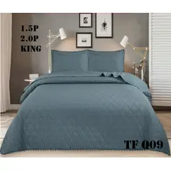 GENERICO - Cubrecama de algodon tipo Quilt King Petroleo Pp