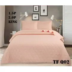 GENERICO - Cubrecama de algodon tipo Quilt King Salmon Pp