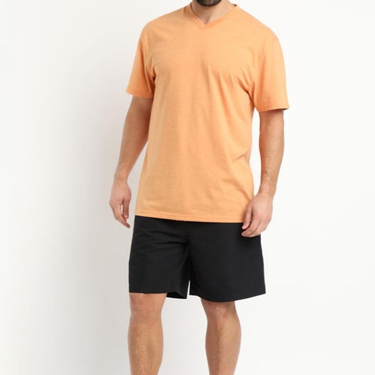 KOTTING - Polera Jersey Melange Cuello V Amarillo KOTTING