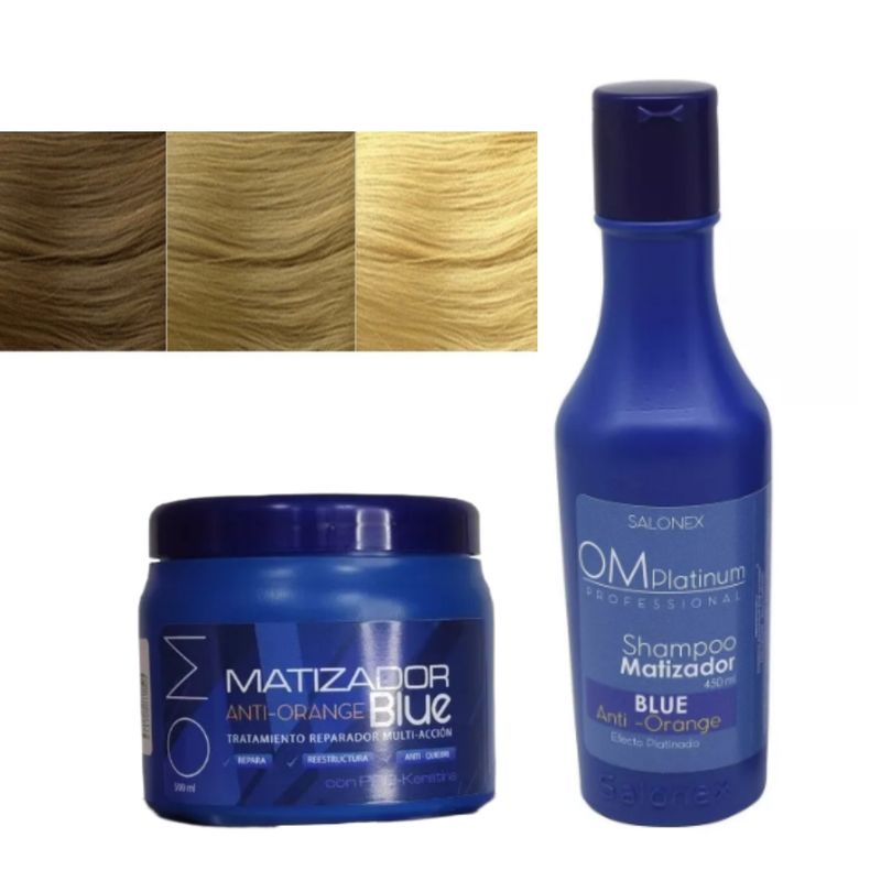 GENERICO - Pack Shampoo Azul 450ml Y Crema Matizador Azul Salonex 500ml.
